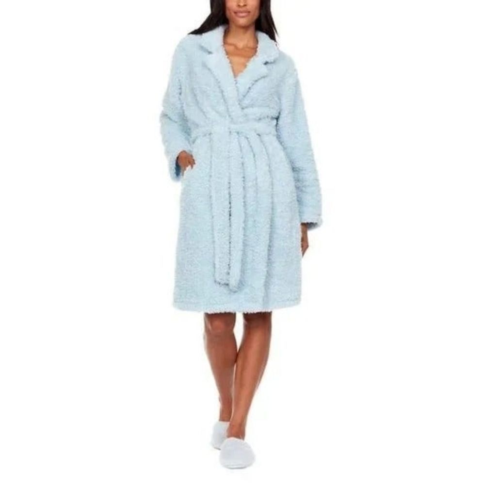 Flora Nikrooz  Blue Collarbone Notch Cozy Bath Lounge Robe
